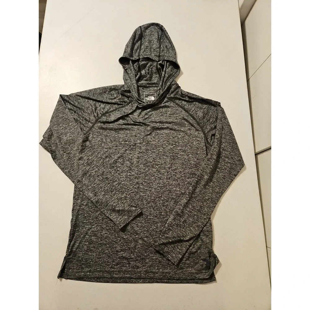 The North Face Hooded Pullover Thin Long Sleeve Gray Mens Small Super Soft (1324
